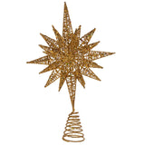 Kurt Adler Un-Lit Gold Glitter Wire 3D Star Treetop, 16.5-inch Length, Gold-Tone, Metal, Holiday Decor Kurt S. Adler
