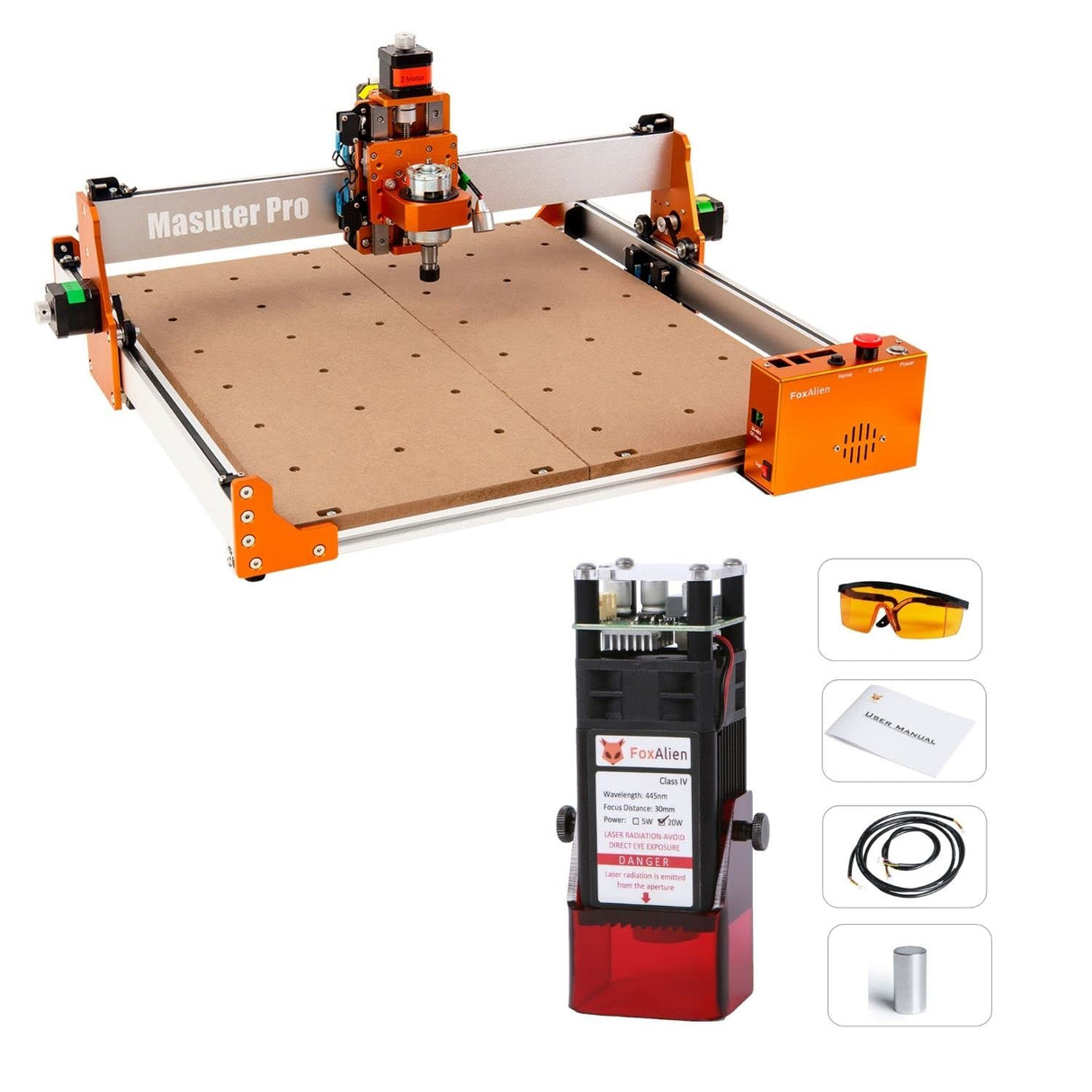 FoxAlien Masuter Pro 4040 CNC Router Machine + 20W Fix-focus Engraving Kit FoxAlien