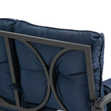 Outsunny Swing Glider Rocking Chair, Double Patio Bench, 2 Person Loveseat with Steel Frame, Cushions, Pillow Armrests, Blue Outsunny