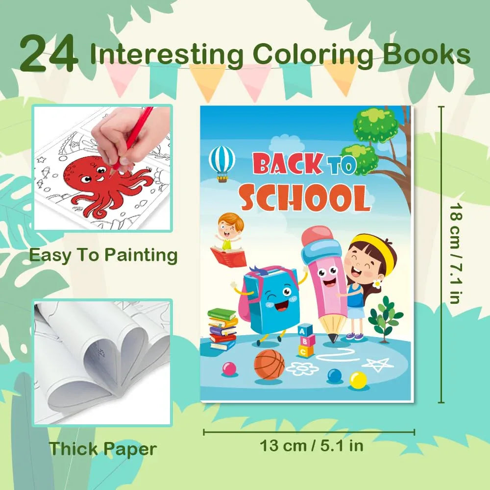 Aannanl 24 Mini Coloring Books Suitable for Kids Ages 2-4 and 4-8,Small Party Gifts,Bulk Birthday Gifts,Gift Bag fillers,School Classroom Activities Include Dinosaurs,Pets,Mermaids,Animal,Princess Aannanl