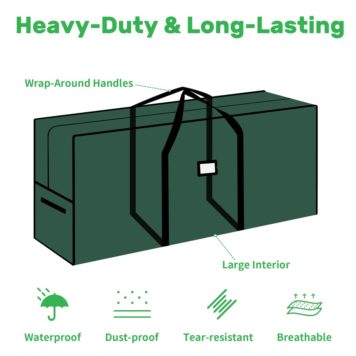 combocube Large Christmas Tree Storage Bag 7.5 ft, 600D Oxford Fabric Heavy Duty Christmas Tree Container, Waterproof Xmas Artificial Tree Storage Box with Reinforced Handles and Dual Zippers, Green combocube