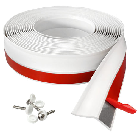 HOMWMPA Garage Door Seal Top and Sides Seal Strip, 34FT Rubber Weather Stripping Replacement, Weatherproofing Garage Door Seals with Adhesive Backed, White HOMWMPA