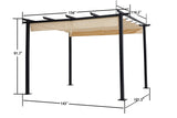 Luckyberry 10' X 13' Outdoor Retractable Pergola with Sun Shade Canopy Patio Metal Shelter for Garden Porch Beach Pavilion Grill Gazebo Modern Yard Grape Trellis Pergola, Beige LUCKYBERRY