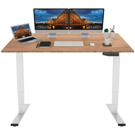 FLEXISPOT Pro 3 Stages Dual Motor Bamboo 60x30 Inch Electric Standing Desk Whole-Piece Board Adjustable Height Desk Electric Stand Up Desk Sit Stand FLEXISPOT