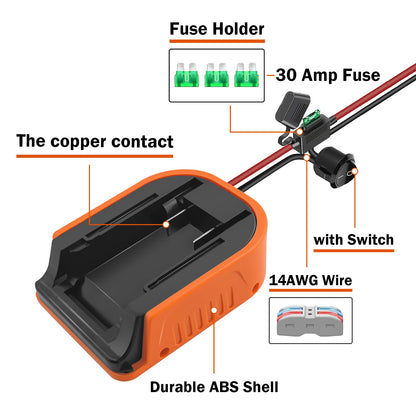 2 Pack Power Wheel Adapter for Black+Decker 20V MAX Lithium Battery with Fuse&Switch，Secure Battery Adapter with 14 Gauge Wire,Good Power Convertor for DIY Ride On Truck,Robotics,RC Toys - WoodArtSupply