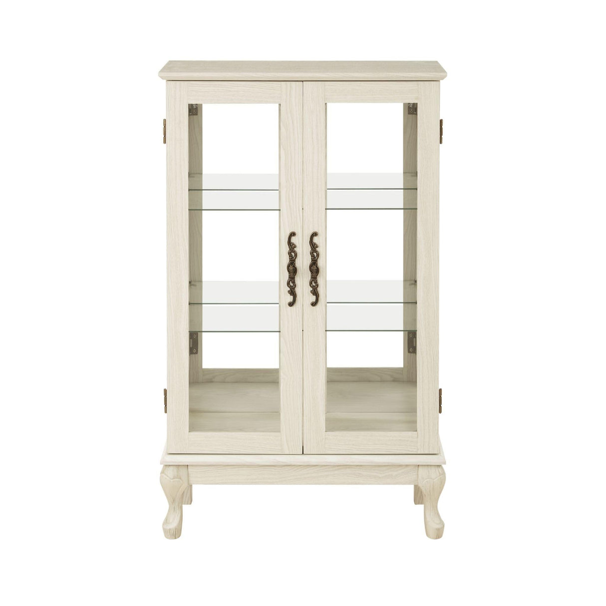 CKEASEAN Lighted Curio Cabinet, 44" H Glass Display Cabinet with 3-Tier Adjustable Glass Shelves, China Cabinet with Mirrored Back Panel for Living Room, Light Blub Included(White) CKEASEAN