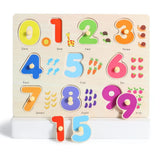 GRINNNIE Wooden Montessori Toddler Puzzles for 1 2 3 4 Years Old, 3 Pcs (Number, Letter, Shape) Kids Preschool Educational Peg Puzzle Set GR GRINNNIE