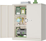 SUNCROWN Metal Storage Cabinets, 42”Locking Cabinet with Doors and Adjustable Shelves, Steel Utility Tool Garage Cabinets for Home, Office, Kitchen, Warehouse,Warm Grey SUNCROWN