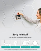 12 Pack Soundproof Wall Panels, Hexagon Acoustic Panels High Density Acoustic Wall Panels, Self-Adhesive Sound Proofing Panels for Walls, Office,Reccording Studio, Ceiling 12" X 10" X 0.4" White Soundsbay