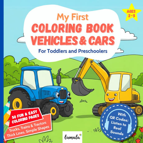My First Vehicles & Cars Coloring Book – For Toddlers and Preschoolers Ages 2–5: Fun Trucks, Trains & Tractors with Thick Lines, Simple Shapes & QR ... Coloring & Activity Books for Toddlers) WoodArtSupply