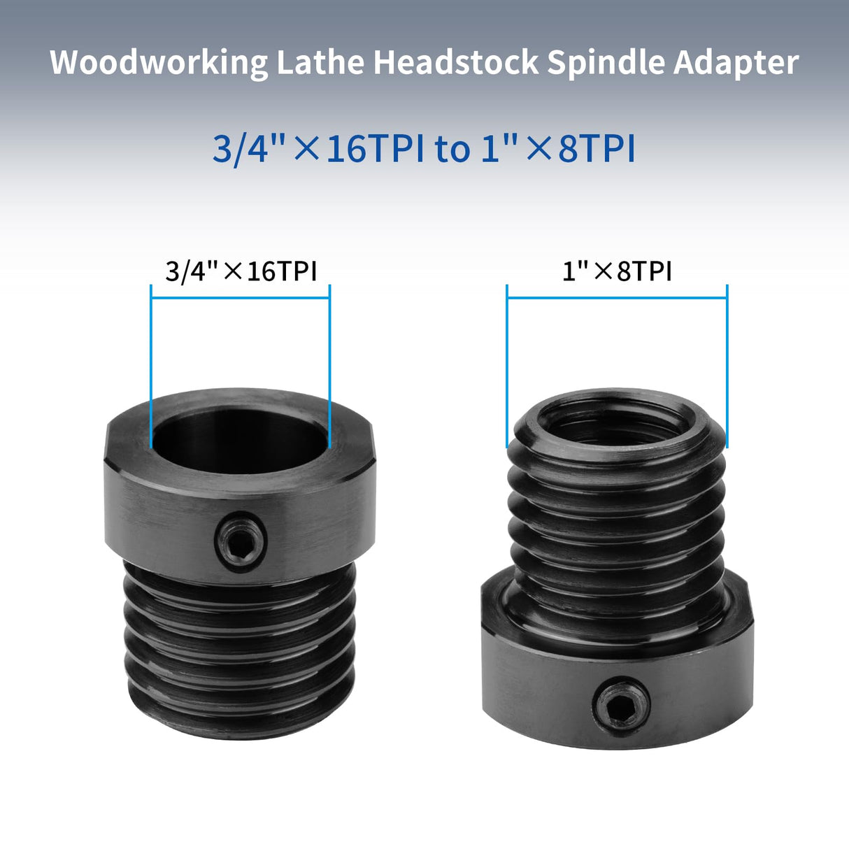 DEEFIINE Woodworking Lathe Headstock Spindle Adapter Convert 3/4''×16TPI to 1''×8TPI Thread Chuck Insert Adapter Turning Tool Accessories ﻿ DEEFIINE