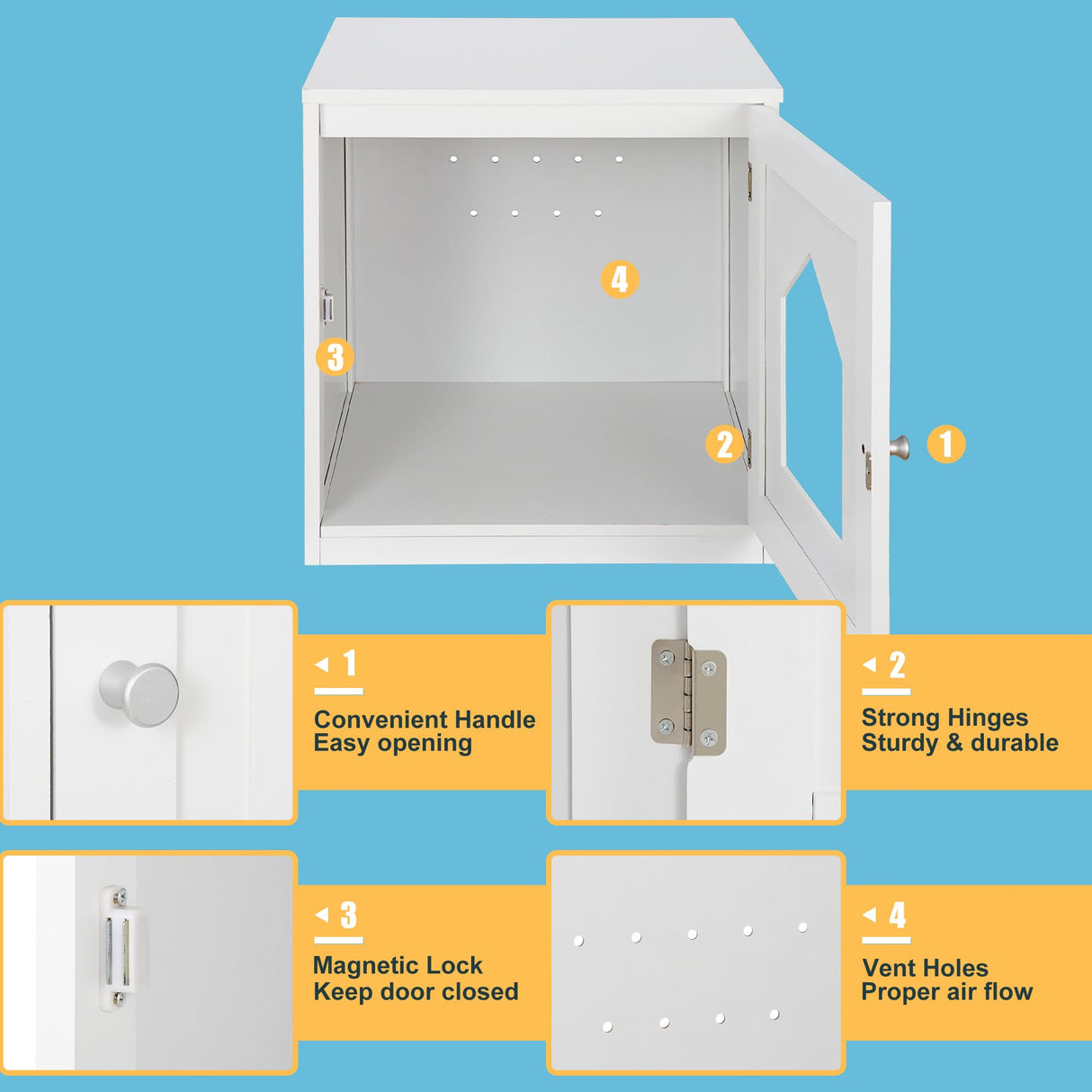 Epetlover Cat Litter Box Enclosure Furniture Hidden for Indoor Cats Decorative Wooden Pet House Kitty Washroom with Vent Holes, White Epetlover