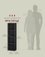 VASAGLE Custos Collection - Bookshelf, 4-Tier Bookcase, Book Shelf, Open Storage Shelf, 9.4 x 11.8 x 41.7 Inches, for Living Room, Home Office, Dining Room, Ebony Black ULBC434B01 VASAGLE