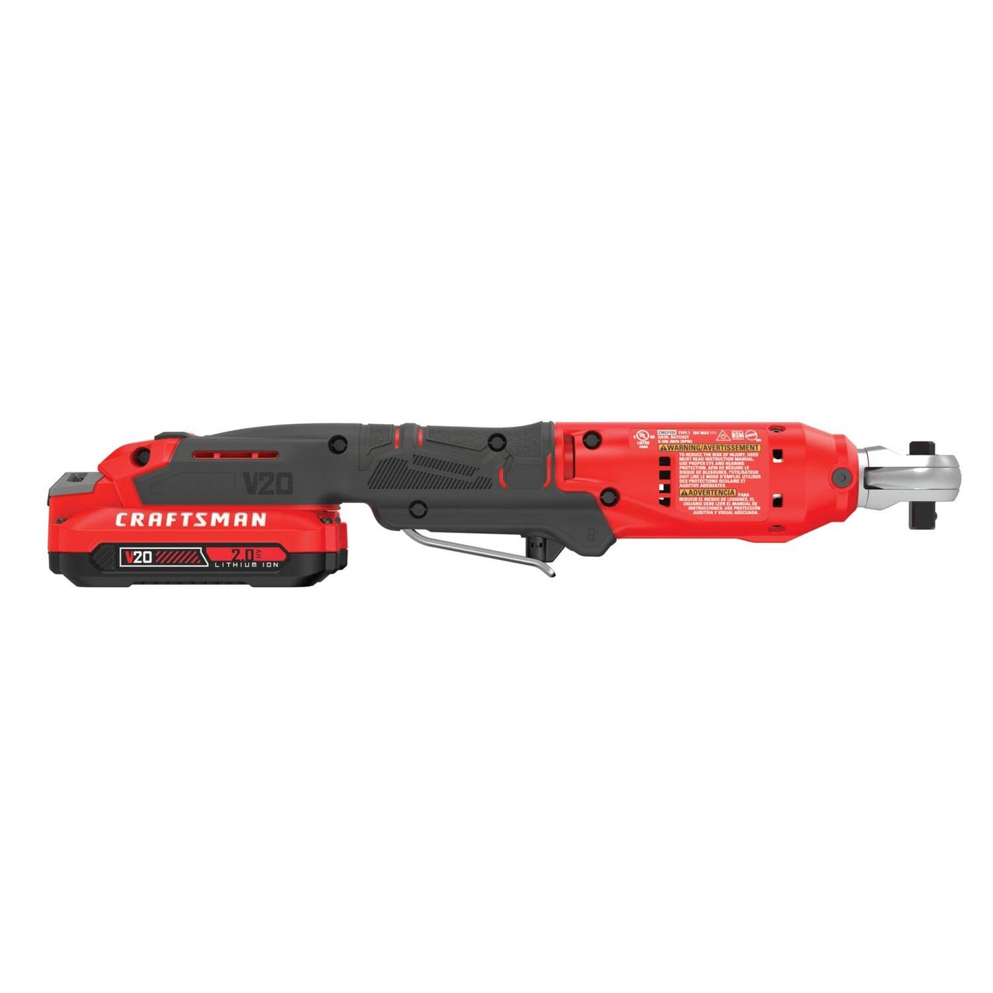 CRAFTSMAN V20 Cordless Ratchet Wrench Kit, 3/8 inch Drive, 300 RPM, up to 35 ft-lbs of Torque, Battery and Charger Included (CMCF930D1) - WoodArtSupply