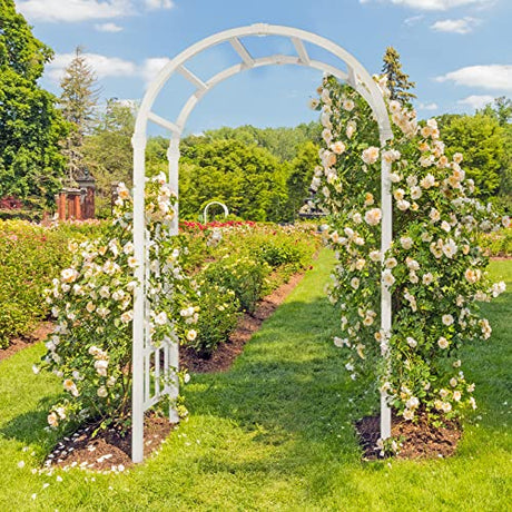 VINGLI Vinyl Garden Arbor, PVC Wedding Arch for Ceremony Party, Garden Trellis for Climbing Plants Outdoor, Arch Backdrop Stand for Garden, Backyard, Lawn VINGLI