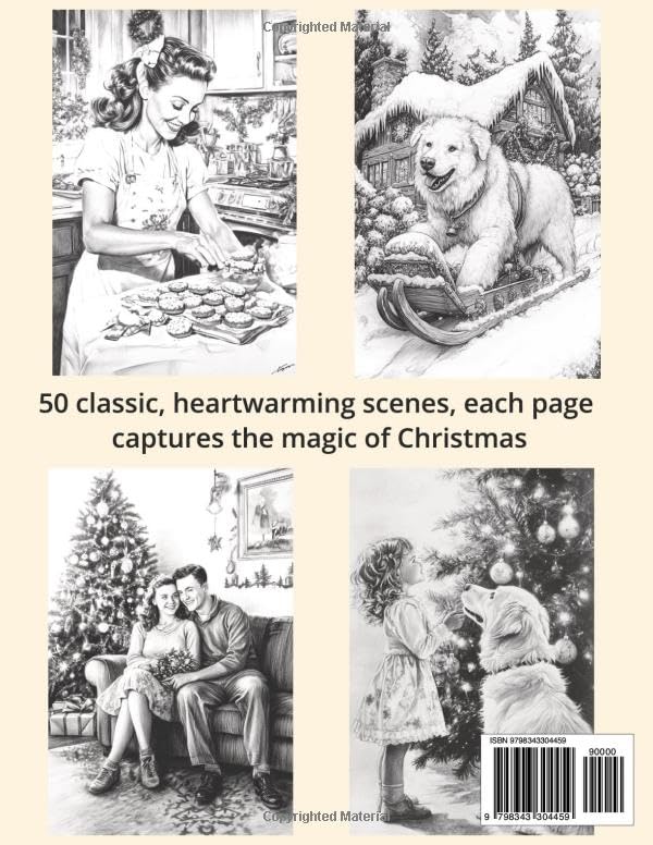 Christmas Morning Adult Coloring Book: 50 Grayscale Nostalgic Christmas Scenes of the Holiday Season, Christmas Trees, Santa Clause, and Snowy Landscapes. (Winter) WoodArtSupply