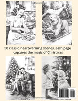 Christmas Morning Adult Coloring Book: 50 Grayscale Nostalgic Christmas Scenes of the Holiday Season, Christmas Trees, Santa Clause, and Snowy Landscapes. (Winter) WoodArtSupply