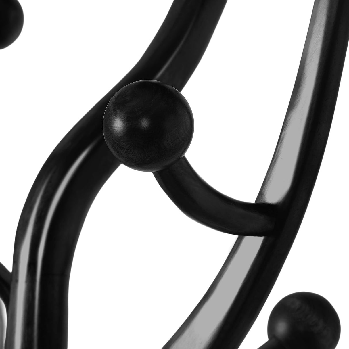 Heavy Duty Coat Rack Freestanding Wood Tree Rack with 8 Hooks, Unique Design Tree Branch-look, Premium Coat Tree Clothes Hanger Stand with Sphere Base for Entryway, Hallway, Bedroom-Load 160lbs Black Bekrvio