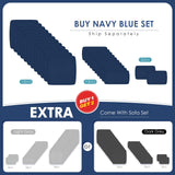 NICESOUL® 13 Pcs Luxury Large Patio Furniture Set with Natural Gas/Propane Fire Pit Table, 29.3" High Back Outdoor Conversation Set, Deep Seating PE Wicker Sectional Sofa Navy NICESOUL