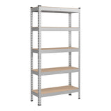 SONGMICS 5-Tier Storage Shelves, Load 2310 lb, Garage Storage, Boltless Assembly, Adjustable Shelving Unit, 11.8 x 29.5 x 59.1 Inches, for Study Shed Basement, Silver and Natural Beige UGLR300E01 SONGMICS