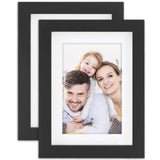 Picture Frames 5x7 Black 2 Pack Nature Solid Wood for Wall Mounting and Tabletop Display WUTL