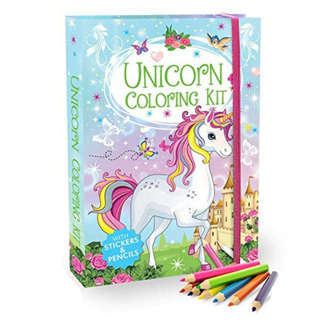 FIRSTJIGGLE First Jiggle Unicorn Colouring Kit for Kids | 48 Pages Coloring Book with 8 Sticker Sheets & 6 Full-Size Color Pencils | Hardbound Art Set for Ages 5+ FIRSTJIGGLE