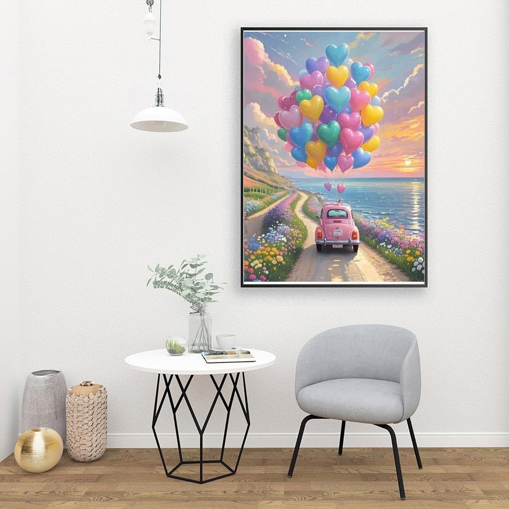 Balloon Paint by Numbers Kit for Adults, Car Paint by Number for Adults Beginner on Canvas, Ideal Gift Choice for Birthday and Festival, DIY Acrylic Paints for Wall Decor 16x20inch Clendo