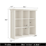 OSCHF Wooden Cube Shelf Bookcase - Modern 3 Tiers Floorstanding Open Bookshelf with Base for Home and Office, 9 Cubes Storage Cabinet, Warm White OSCHF