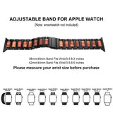 iiteeology Compatible with Apple Watch Band, Natural Wooden Steel Link Bracelet for iWatch Ultra 2/ Ultra/Series 1-10 49mm 46mm 45mm 44mm 42mm - Black iiteeology