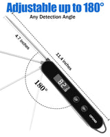 OFOND Meat Thermometer Digital for Cooking and Grilling,Instant Read Food Thermometer with Battery,Folding Accurate Probe Kitchen Thermometer for BBQ,Backlit LCD,Store by Magnet and Hook (Black) OFOND