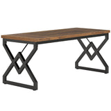 Tribesigns 63 Inch Executive Desk, Large Office Computer Desk with Extra Thick Wooden Tabletop and Metal Frame, Modern Simple Workstation Writing Table Study Desk for Home Office, Vintage Brown Tribesigns