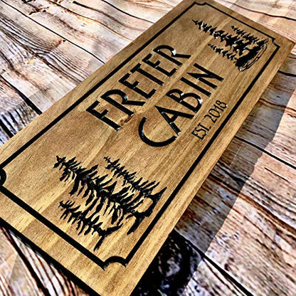 Custom Wooden Sign Personalized Cabin Signs Family Name Rustic Camper Established - WoodArtSupply