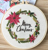 Embroidery Kit Merry Christmas Wreath Ornaments Awesocrafts Full Range of Embroidery Starter Kits for Beginners Adults DIY Handmade Easy Patterns (Wreath)