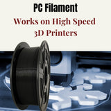 2KG PC Filament Bundle 1.75mm, Polycarbonate Filament,Tough and Heat Resistant 95C, PC Black 2 Spools*1kg(2.2lbs) WELLSHOW
