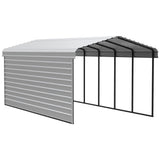 Arrow Carports Galvanized Steel Carport, with 1-Sided Enclosure, Compact Car Metal Carport Kit, 12' x 24' x 9', Eggshell Arrow Shed