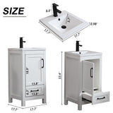 LUCKWIND 18" Bathroom Vanity with Sink Combo, Modern Bathroom Storage Painted Cabinet with Undercounter Ceramic Sink, Faucet and Drawers, White LUCKWIND