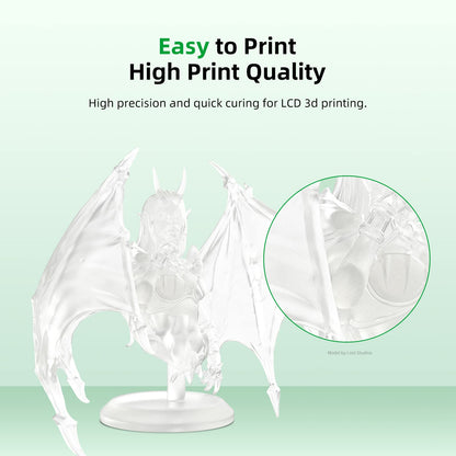 ANYCUBIC 3D Printer Resin with Low Odor and Safety, 405nm UV Plant-Based Rapid Resin with High Precision and Quick Curing for LCD 3D Printing (Clear, 500g)