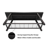 Oastreeful Industrial Entryway Bench Rustic Wood and Metal Storage Bench for Indoor Living Dining Room Bedroom Long Shoe Benches Seat (Charcoal Black) Oastreeful
