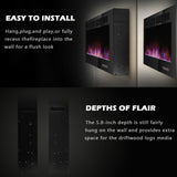 BOSSIN 72 inch Ultra-Thin Silence Linear Electric Fireplace, Recessed Wall Mounted Fireplace,750w/1500w, 12 Adjustable Flame Color & Speed,with Timer/Touch Screen Remote BOSSIN