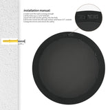 30" Round Wall Mirror, Farmhouse Wooden Frame Circle Mirrors, Rustic Large Decorative Wall Mounted Bathroom Mirror Distressed Hanging Mirrors for Living Room, Bedroom, Entryway, Fireplace, Hall fuxuiwy