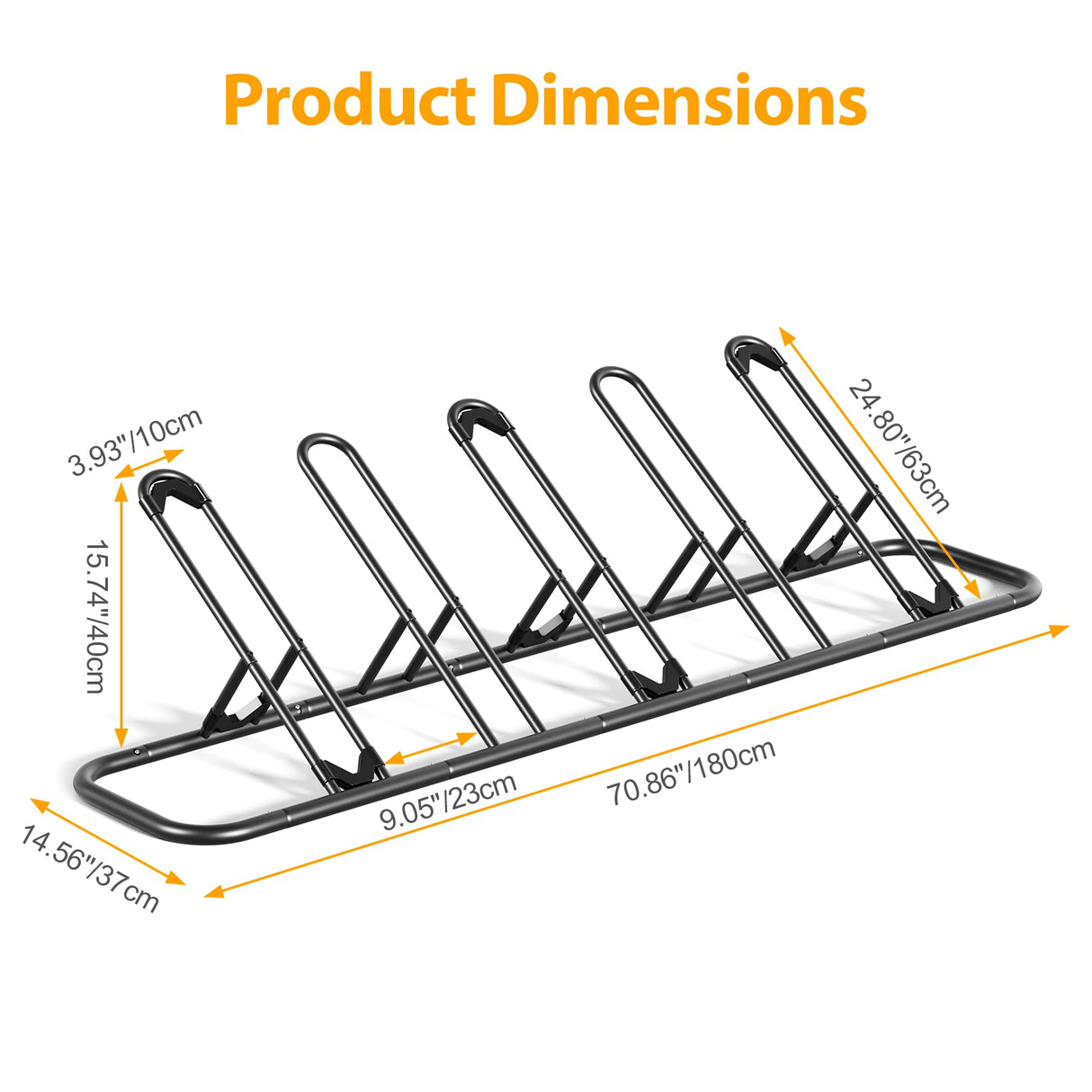 Mr IRONSTONE Floor Bike Rack for Garage, Indoor/Outdoor Storage Stand, Bicycle Parking Rack for Mountain, Road and Kids Bikes (Black, 5 Bike) Mr IRONSTONE