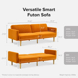 mopio Futon Sofa Bed, Couch, Small Sofa, Sleeper Sofa, Loveseat, Mid Century Modern Futon Couch, Sofa Cama, Couches for Living Room (Apricot Velvet) mopio