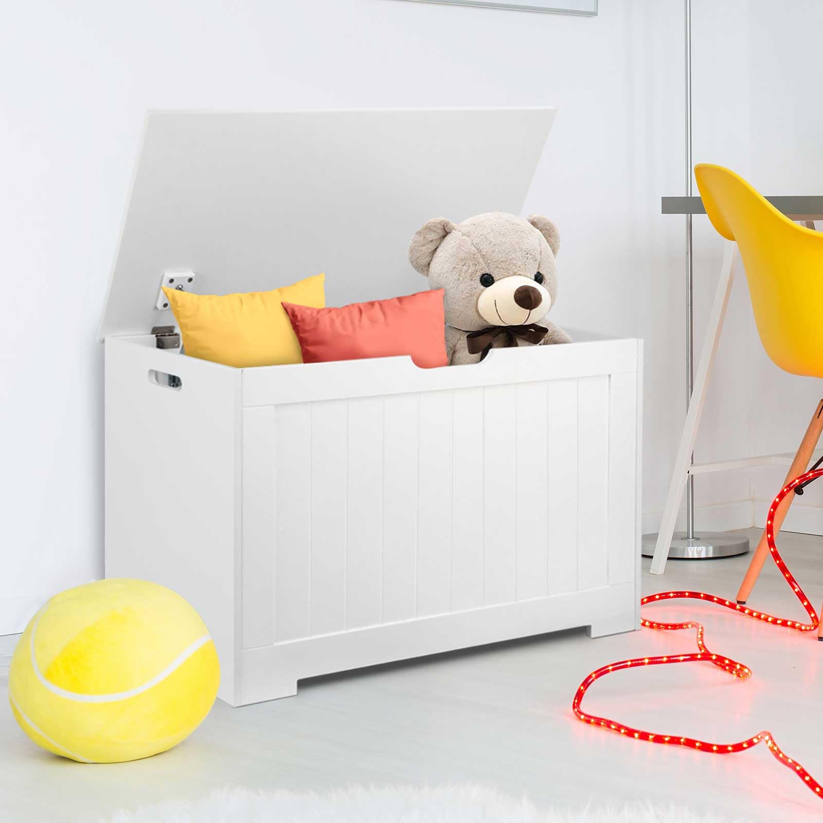 Toy Chest Kids' Toy Box With Cushioned Seat Flip-Top Storage