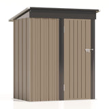 Patiolife 5x3 FT Outdoor Storage Shed, Small Tool Metal Shed with Lockable Door & Sloping Roof, Garden Shed for Backyard Patio Lawn, Brown Patiowell
