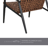 Grand patio Outdoor Bistro Set 3 Pieces Leather-Look Wicker Patio Chairs Set Powder Coated Aluminum Frame with Outdoor Chairs Set of 2 and Side Table for Garden Backyard Balcony Brown Grand patio