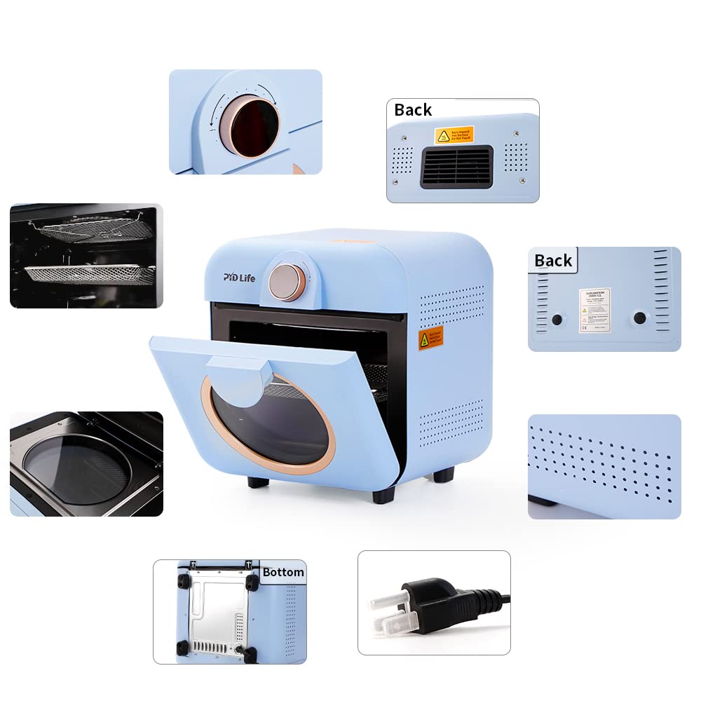 PYD Life Mini Sublimation Oven Machine 12 L 110 V 1600 W Light Blue Heat Press Machine for Sublimation Blanks Mugs Tumblers Cups Water Bottles Sublimation Printing PYD Life