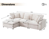 POYISOU 101" Cloud Couch Sectional Sofas for Living Room, L Shaped Modular Couch with Ottoman, Large Convertible Modern 3 Seats Sofa Chenille Comfy Couches for Apartment Lounge, Beige POYISOU