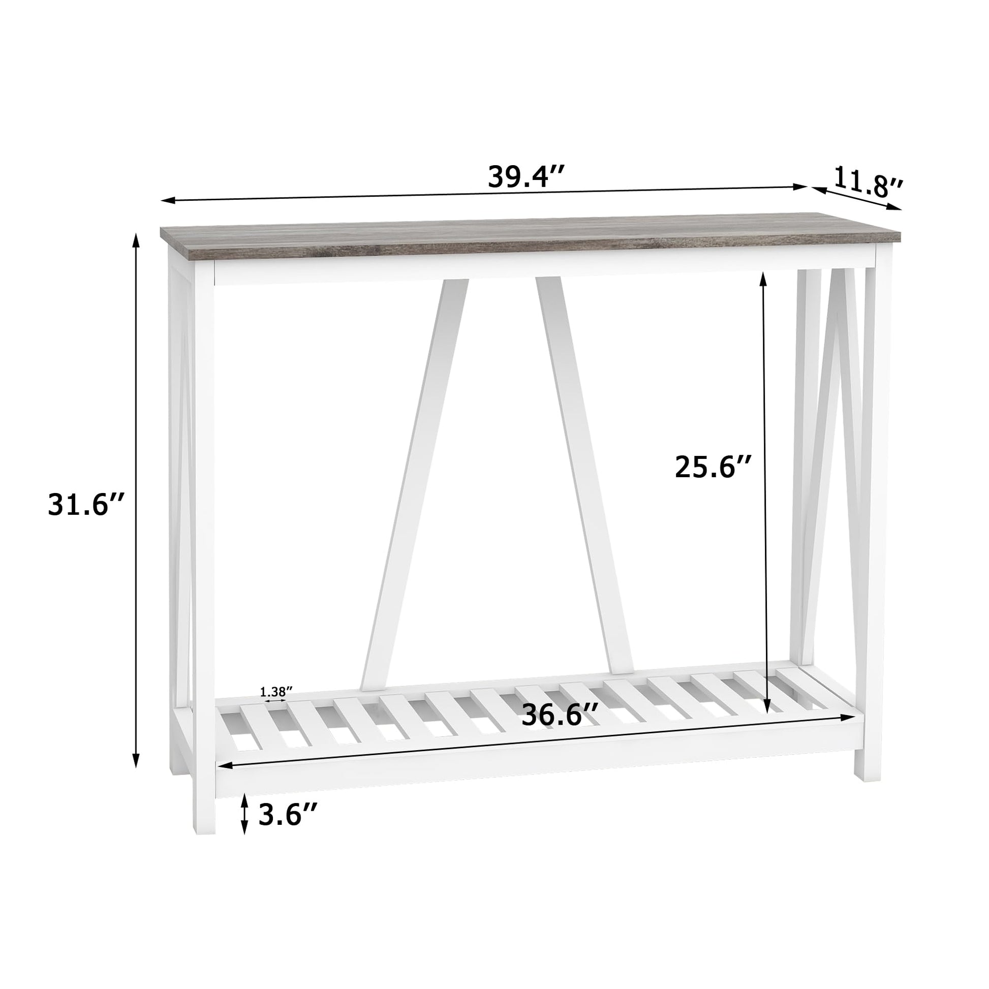 UYIHOME Farmhouse Entryway Console Table, 39.3inch Sofa Table Behind The Couch, Narrow Entryway Table for Hallway, Living Room, Foyer, Oak Grey - WoodArtSupply