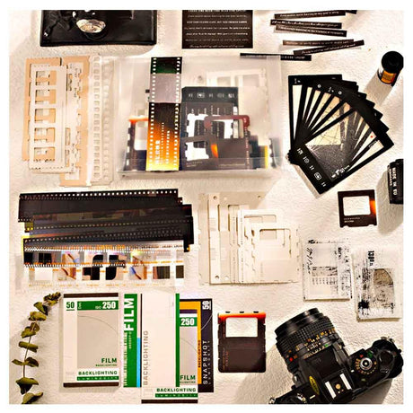 CraftBloom 94PCS Movie Film Scrapbook Paper for Journaling Supplies, Strip Photo Frame for Scrapbooking Kit, Waterproof PET Washi Quote Stickers for Bullet Junk Journal Collage Planner DIY Craft CraftBloom