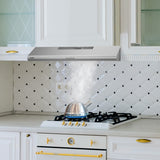 Comfee CVU30W4AST 30 inch Under Cabinet Ducted/Ductless Convertible Slim Vent Durable Stainless Steel Kitchen Reusable Filter, 3 Speed Exhaust Fan and 2 LED Lights Range Hood, 2.0 Version COMFEE'